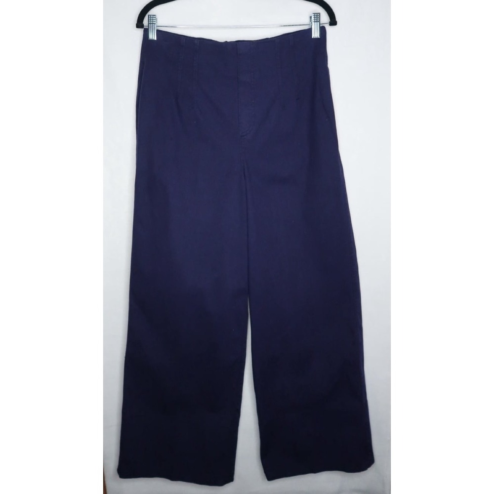 Spanx Stretch Twill Cropped‎ Wide Leg Pant in Lapis Blue Size Large 20989T EUC